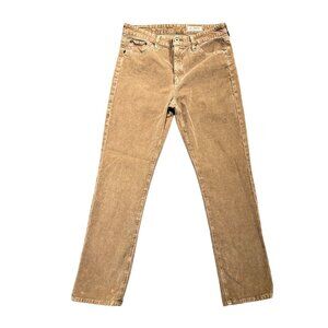 AG Adriano Goldschmied Mari High Rise Slim Straight Corduroy Pants Tan Size 31